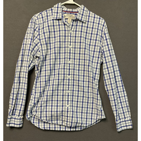 Goodthreads Shirt Mens Small Blue White Plaid Long Sleeve Button Down Casual - Picture 1 of 6